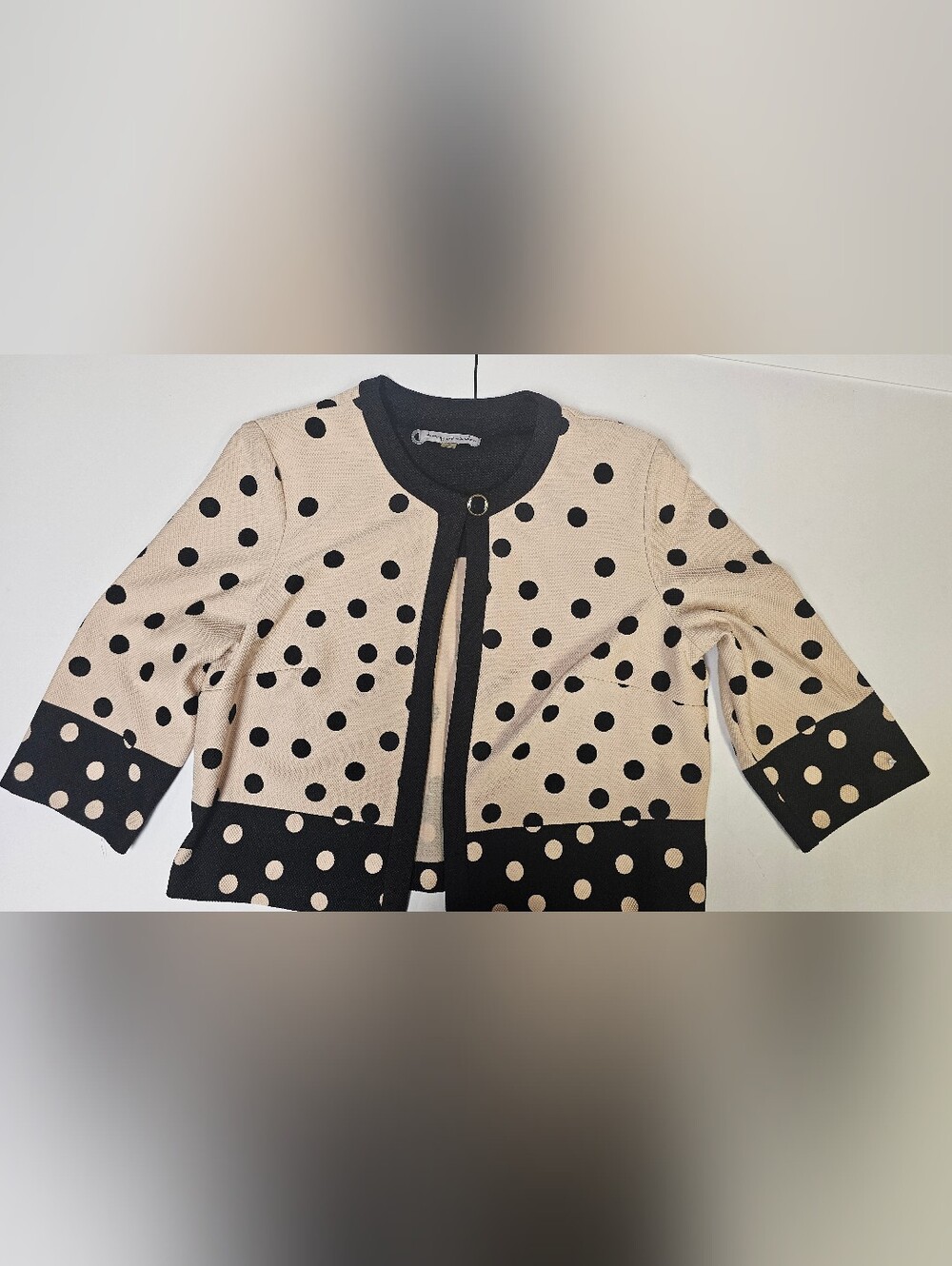 Danny & Nicole Beige and Black Polka Dot Bomber Jacket